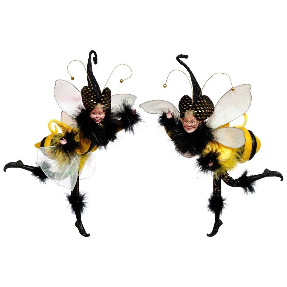 NIB Mark Roberts Busy Bees Pair Fairy Figurines Set of 2 14.5" COA Ltd Ed Elves